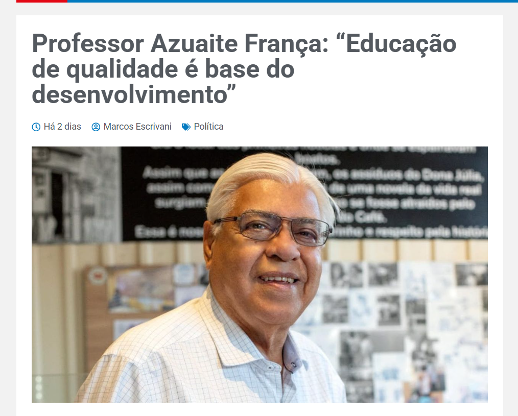 Declarações do Vice-Presidente do CPP sobre Educação Chamam Atenção no Jornal Primeira Página Declarações do Vice-Presidente do CPP sobre Educação Chamam Atenção no Jornal Primeira Página